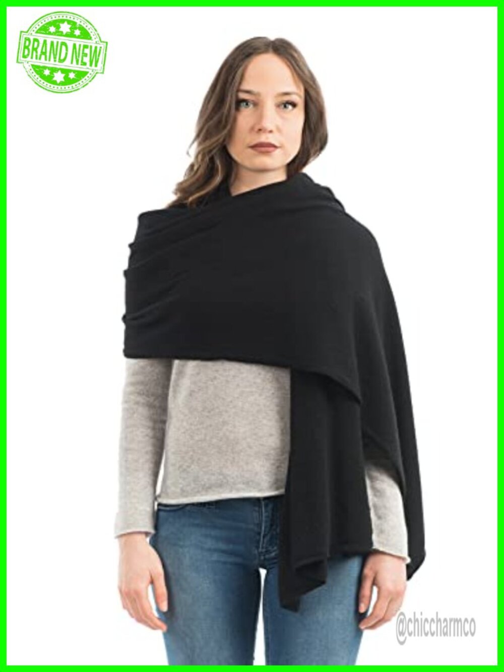 Wool Cashmere Blend Stole Wrap Shawl Made in Italy 24x73